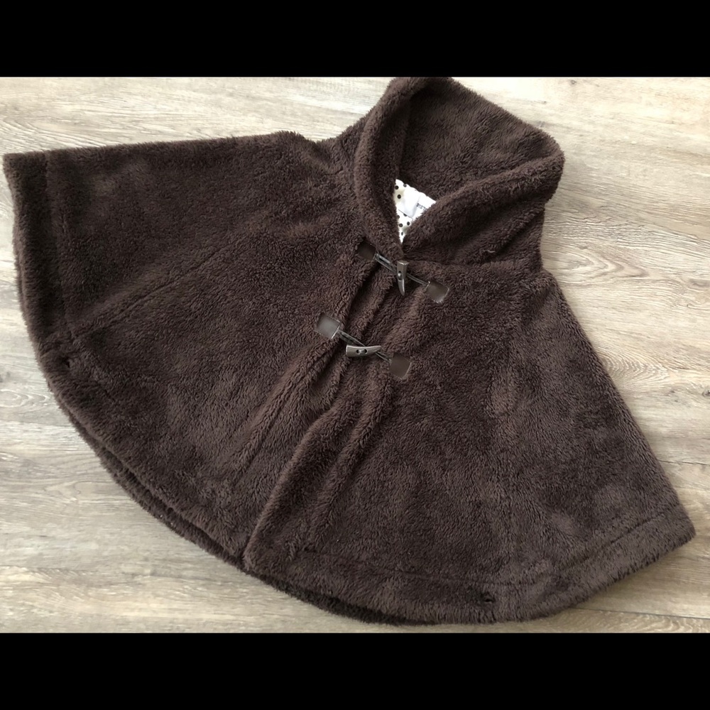 Sisters Outer Wear Brown Faux Fur Poncho Cape Sz M
